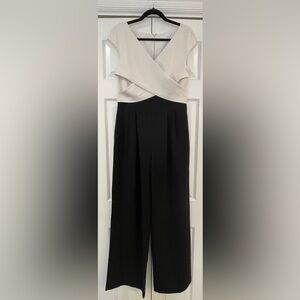 EUC Eliza J Black White Crossover Jumpsuit Wide Leg Party Event Sz 10
